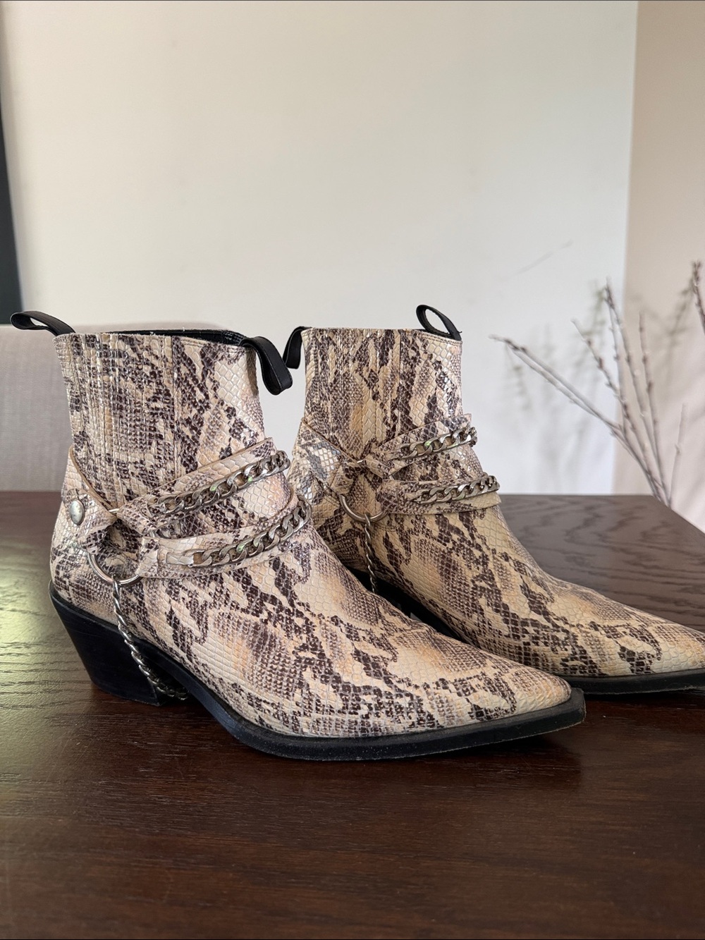ANINE BING HARRIS Python-Print Ankle Boots